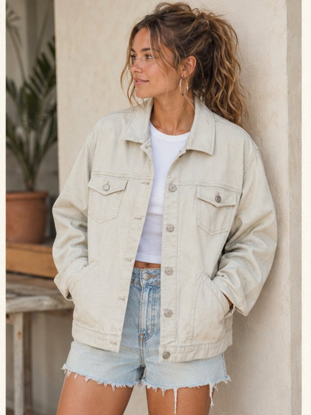 Polo Jeans Co Ralph Lauren Womens XLg Khaki Vintage Button Up Jacket